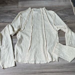 Kimchi Blue Sheer Lace Long Sleeve Top With A Mock Neck in Cream Size Small